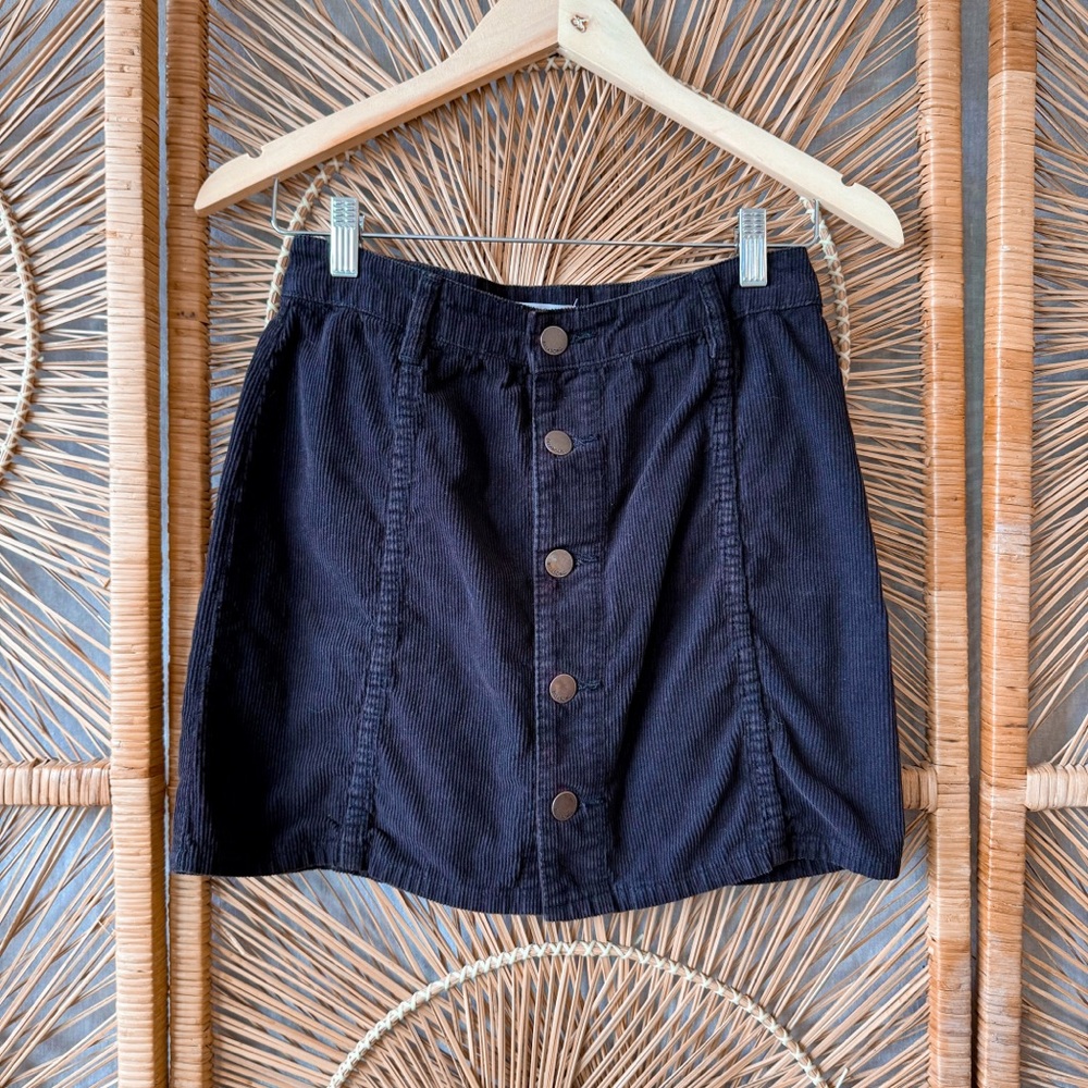 Billabong Black Skater Mini Skirt Casual Corduroy SZ 27